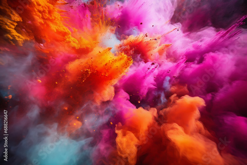 Burst of colors  vibrant colorful powder splashes close-up  abstract background  ai generated