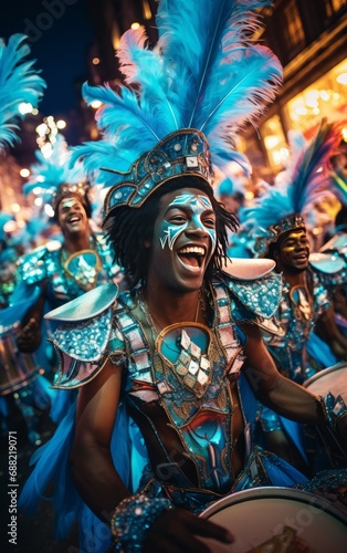 Carnival Musician with Drums and Vibrant Costume