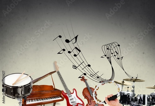 Canvas Print Happy music day. Set of Musical instruments