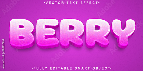 Cartoon Purple Berry Vector Fully Editable Smart Object Text Effect