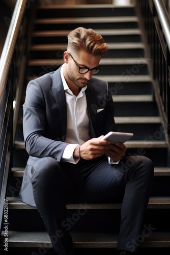 Businessman is sitting on t...