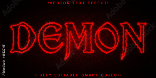 Red Horror Demon Vector Fully Editable Smart Object Text Effect