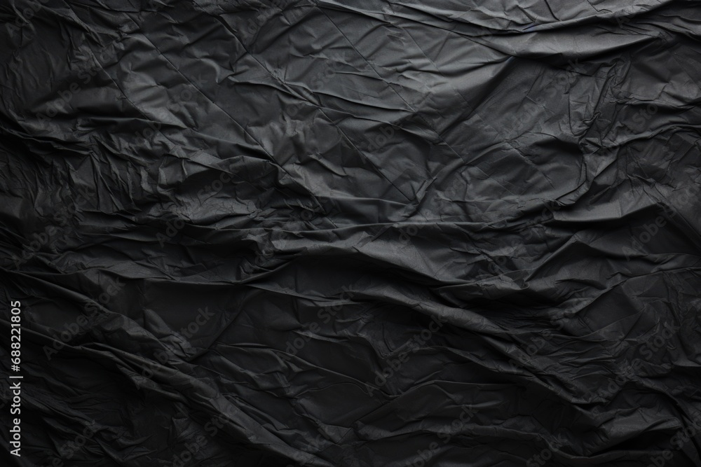 Black crumpled paper background. Generative AI Black crumpled paper background. Generative AI