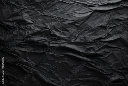 Black crumpled paper background. Generative AI