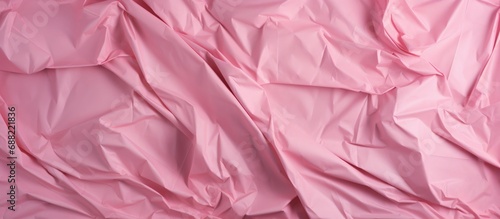 Pink crumpled paper background. Generative AI
