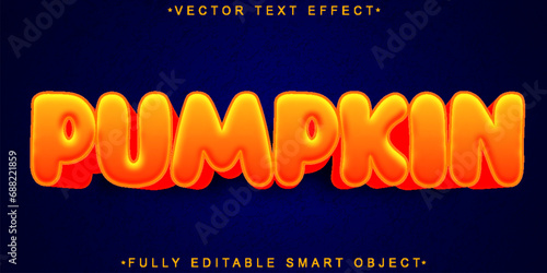 Cartoon Orange Pumpkin Vector Fully Editable Smart Object Text Effect