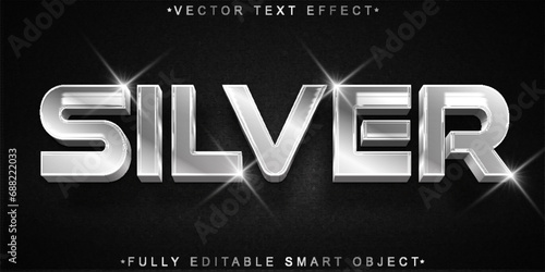 Shiny Silver Vector Fully Editable Smart Object Text Effect
