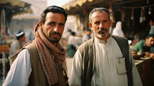 Middle Eastern men in a traditional local market photo
