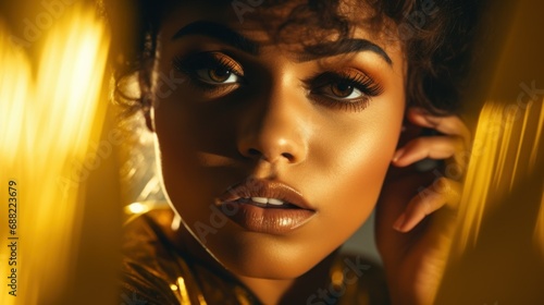 Wallpaper Mural Young woman with golden glitter make-up Torontodigital.ca