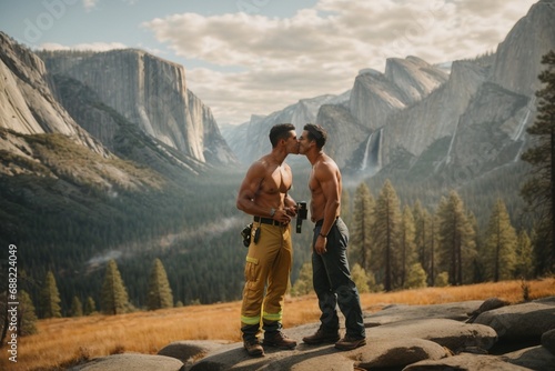 Firefighters on a relation. fraternal love, romantic love. Adventure and Exploring.