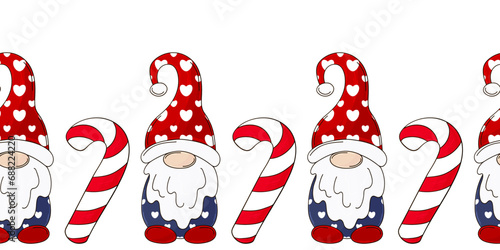 Cartoon Christmas and New Year seamless border © bubushonok