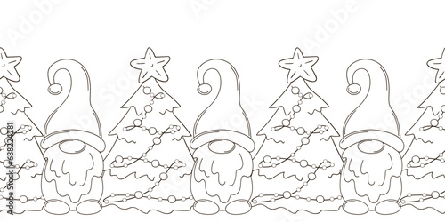 Coloring Christmas and New Year seamless border