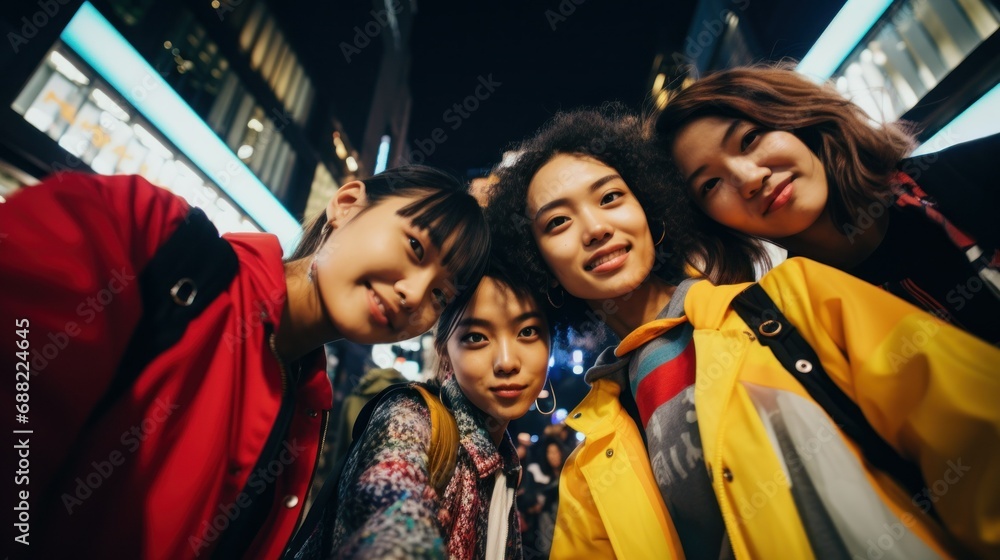 Multicultural group of friends - obrazy, fototapety, plakaty 