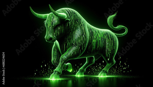 Green Cyber Stock Market Bull