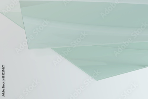 PVC sheet. Two transparent plastic panels  3d illustration