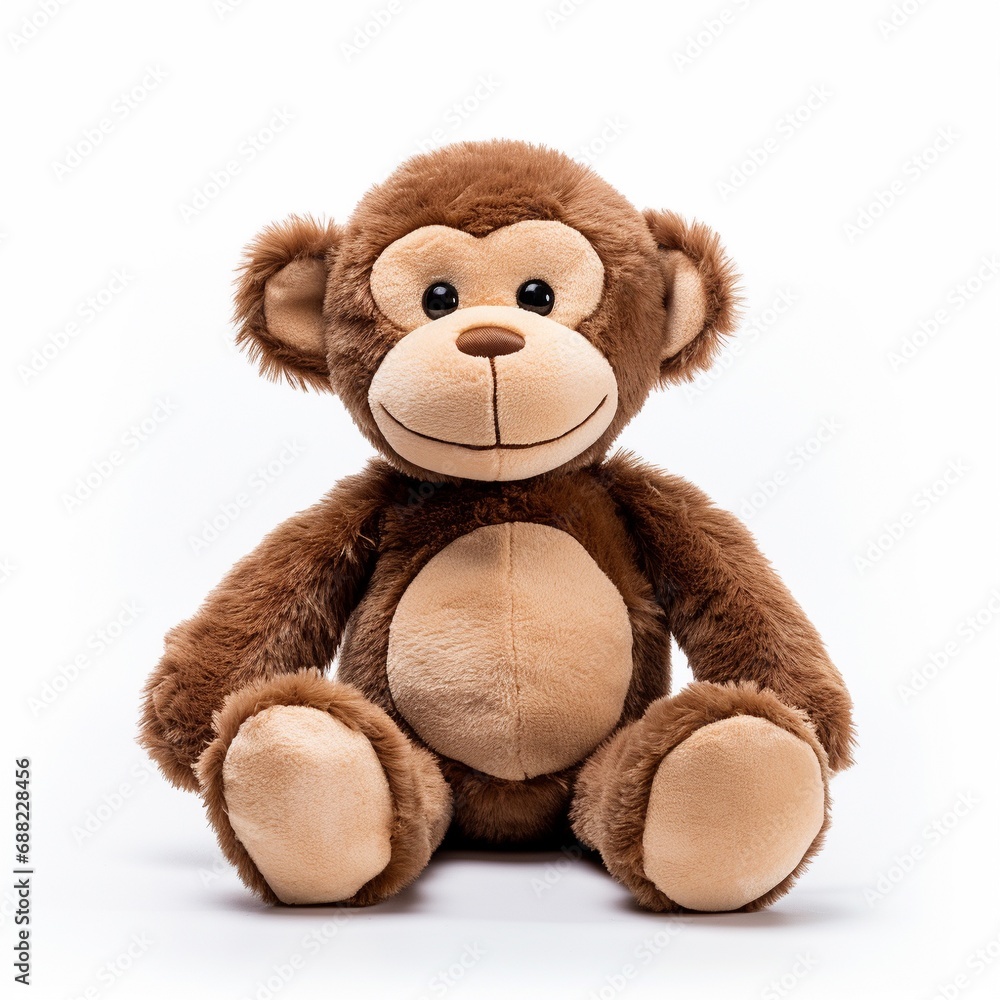Fototapeta premium Children's Stuffed Monkey toy isolated on white background