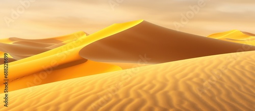 Desert hills sand background golden yellow light yellow, orange Turquoise sea waves, hitting the coast full of mossy rocks, gentle water flow, soft water © Muhammad