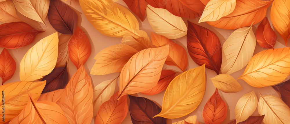 Vibrant mix of richly colored autumn leaves and foliage creates a warm and cozy background.