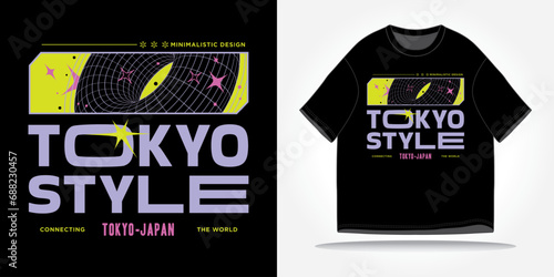 Tokyo japan streetwear tshirt slogan typography y2k, futuristic, future, cyberpunk, retrofuturism. Vector logo icon design illustration. Poster, background, clothing, sticker, badge, quote t-shirt