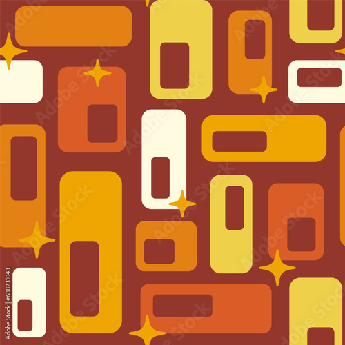 Retro Atomic capsules starburst brown pattern