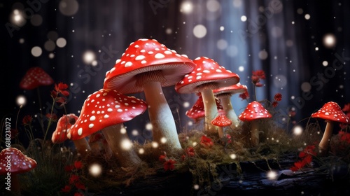 Close-up portrait of a red fly agarics