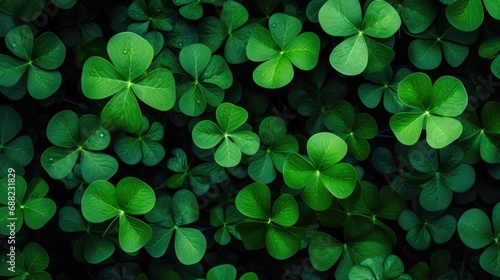 Fresh green clover leaves as background. St. Patricks Day photo