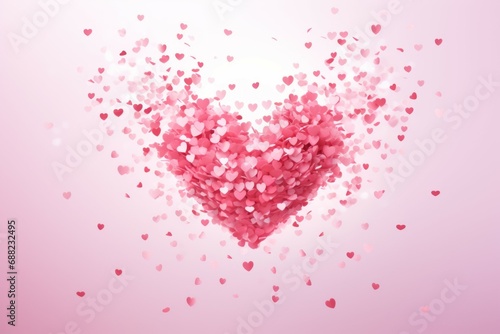 Abstract heart shaped confetti. Background with selective focus and copy space