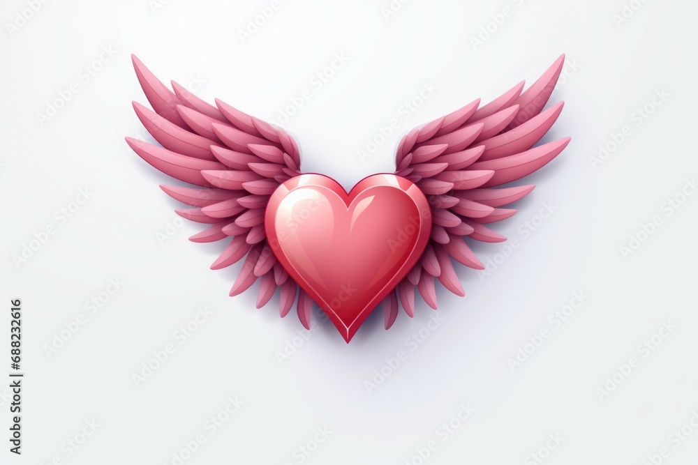 Heart with Cupid wings. Background with selective focus and copy space Heart with Cupid wings. Background with selective focus and copy space