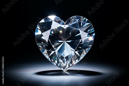 Heart shaped gemstone. Background with selective focus and copy space