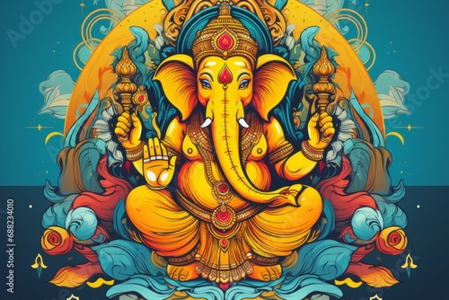 God Ganesha. Religious concept. Portrait with selective focus and copy space