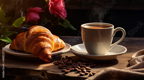 Morning coffee with croisant