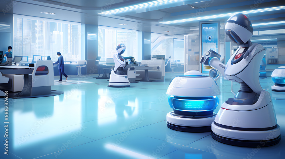 an advanced scene showcasing AI-Powered Personalized Work Environments, featuring adaptive workspaces, AI-driven personalization, tailored ergonomic setups, and futuristic workplace technology, illust an advanced scene showcasing AI-Powered Personalized Work Environments, featuring adaptive workspaces, AI-driven personalization, tailored ergonomic setups, and futuristic workplace technology, illust