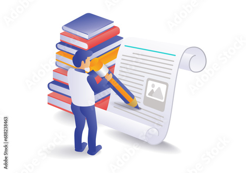 Man writing blog article concept illustration concept