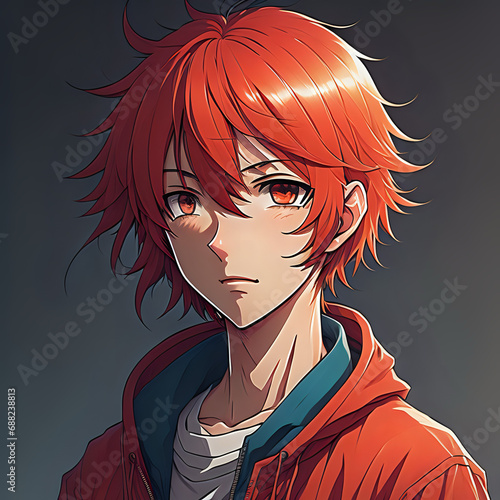 portrait of a girl with red hair . Manga, cartoon 