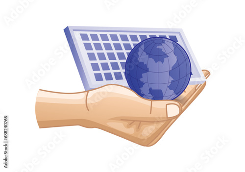 Solar panels for natural energy, eco green concept