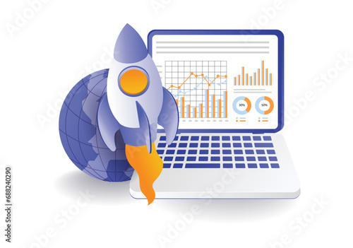 Start up new business analytics concept illustration