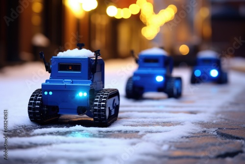 robot snow blower. Delivery robot. Snow. Automation. Modern post