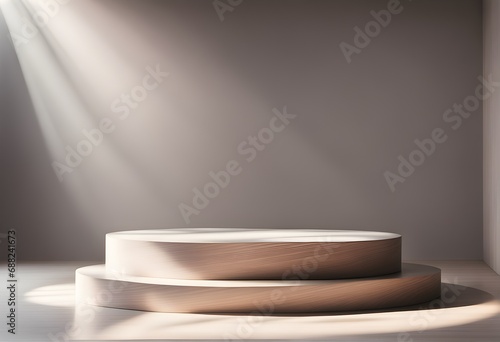 Empty stage with spotlight and gray background. Podium  pedestal. for showing packaging and product. Platforms mockup product display presentation. Abstract composition in minimal design.