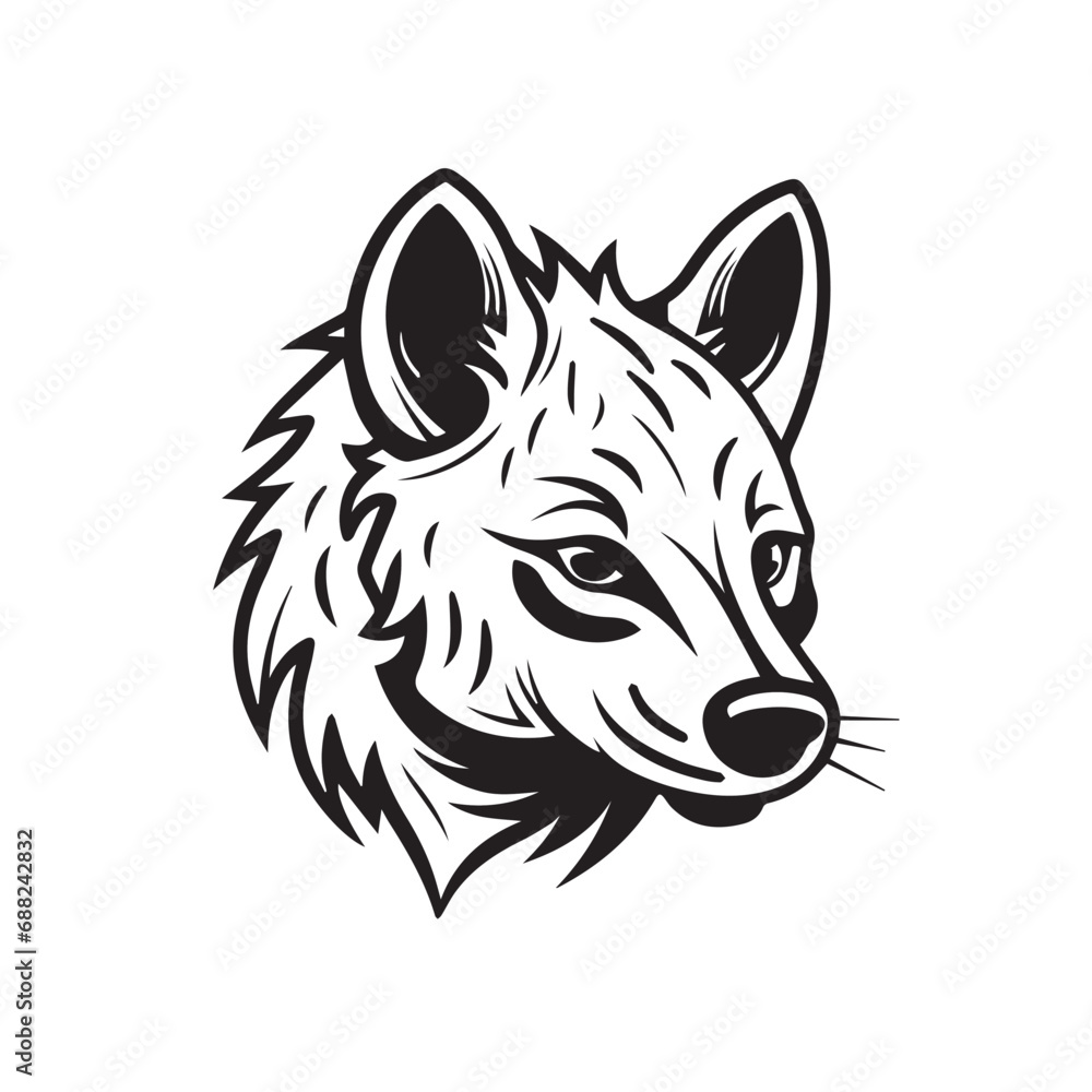 Hyena in cartoon, doodle style. Isolated 2d vector illustration in logo, icon style, Eps 10, black and white. AI Generative