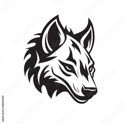 Hyena in cartoon  doodle style. Isolated 2d vector illustration in logo  icon style  Eps 10  black and white. AI Generative