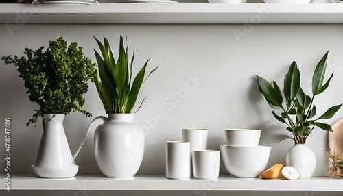 Minimalist modern kitchen - white wall, clean interior design © ibreakstock