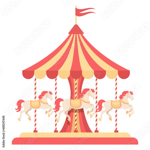 Carousel. Merry go round. Vector clipart isolated on white background.