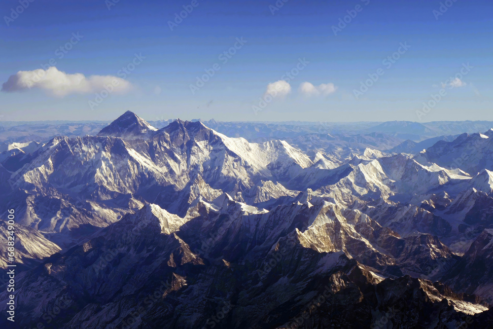 Aerial view of Everest, Manaslu, Lhotse