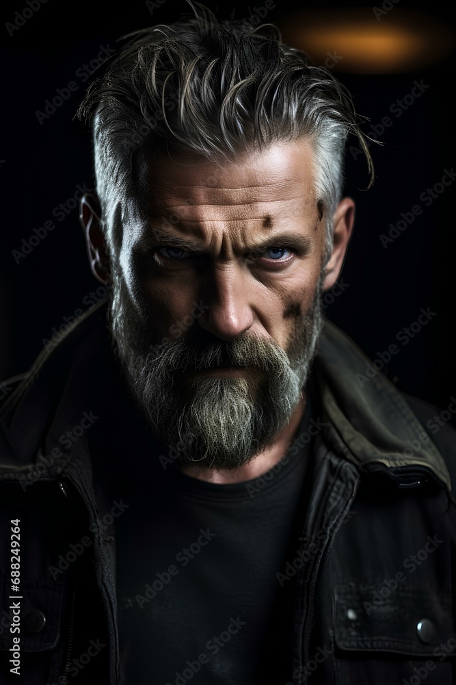 Fototapeta premium a compelling antagonist with a threatening appearance and unique style. generative AI
