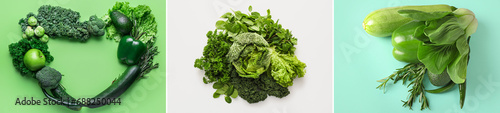 Collage of tasty green vege...