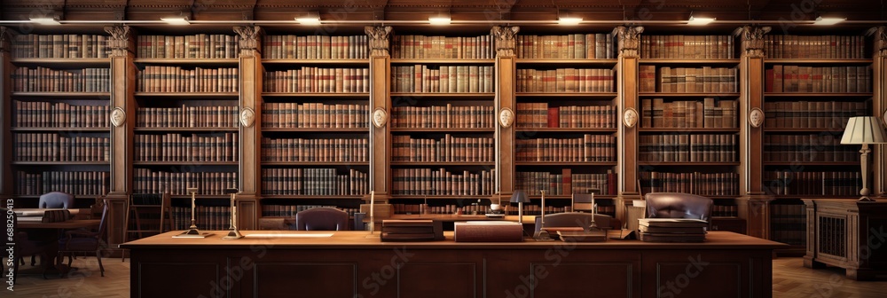 Law Library. Rows of Books and Legal References in a Law Firm Law Library. Rows of Books and Legal References in a Law Firm