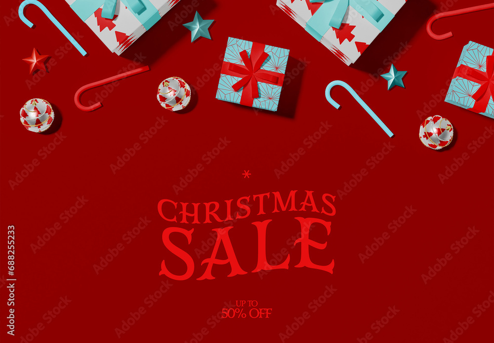 Christmas Themed Gift Boxes Mockup Stock Template Adobe Stock