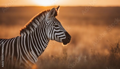 Zebras at sunset in Serengeti National Park at Africa  