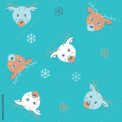 Seamless vector pattern with cute forest animals dressed in winter clothes. Perfect for textile  wallpaper or print design.