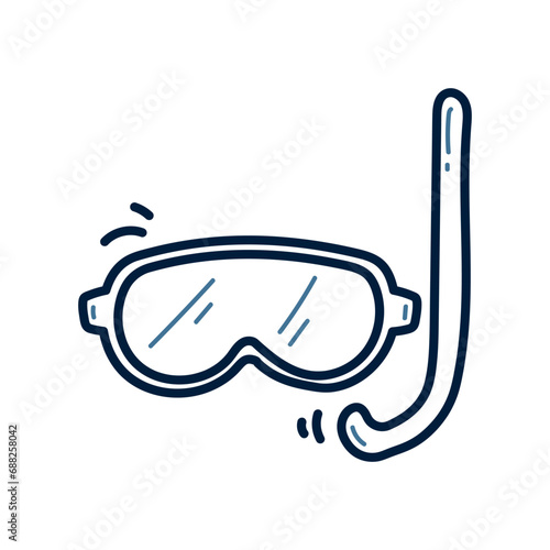 Hand drawn diving mask doodle line illustration. diving mask doodle icon vector.